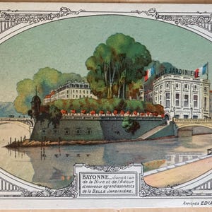 Anfang des 20. Jahrhunderts Schwarzweiße und kolorierte Postkarten von Bayonne
