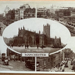 Cartes postales non écrites de Manchester en noir et blanc des années 1900