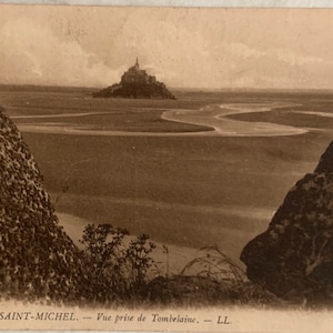 Cartões postais em preto e branco do início de 1900 do Monte Saint Michel