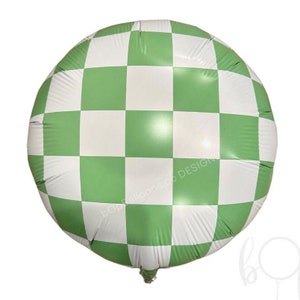 CHECK IT! Matte Lime Green and White Checkered Balloon