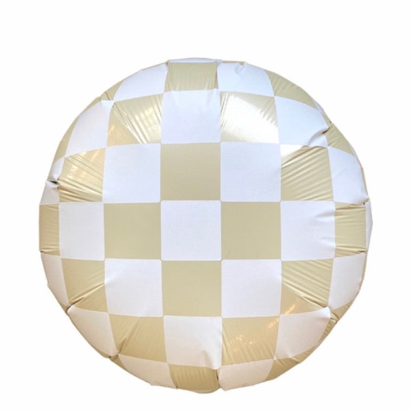 CHECK IT! Matte Beige and White Checkered Balloon [Tan/White Sand/Cream]