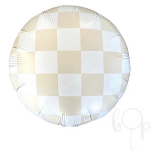CHECK IT! Matte Beige and White Checkered Balloon [Tan/White Sand/Cream]