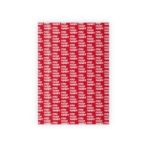 May include: A red background with a repeating pattern of the words "RANGER FORD FUCKIN" in white. The text is arranged in a grid-like fashion, covering the entire surface.