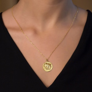 Athena Goddess Coin Necklace, Ancient Gold Greek Pendant
