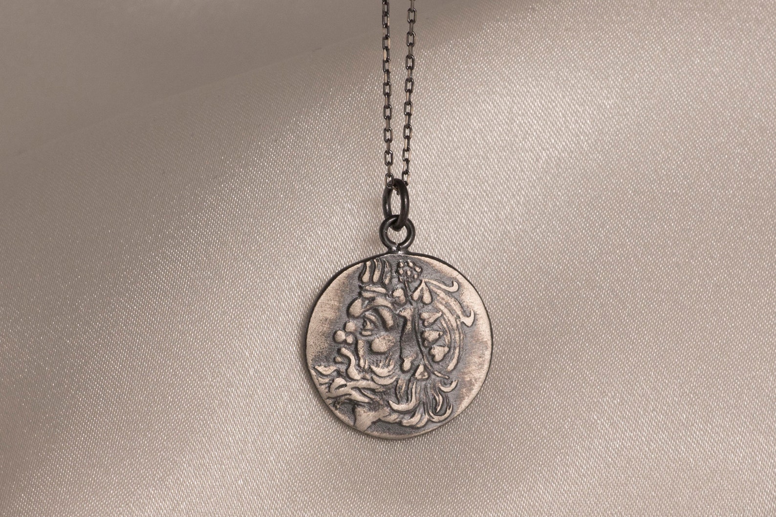 Ancient Greek God Pan Necklace Pagan Medallion Pendant Etsy