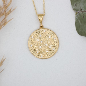 Olive Branch 925 Silver Coin Woman Necklace