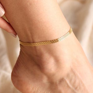 Dainty Gold Plated Sterling Silver Anklet: Adjustable Chain