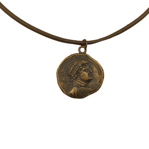 Roman Emperor Caesar Coin Leather Chain Necklace