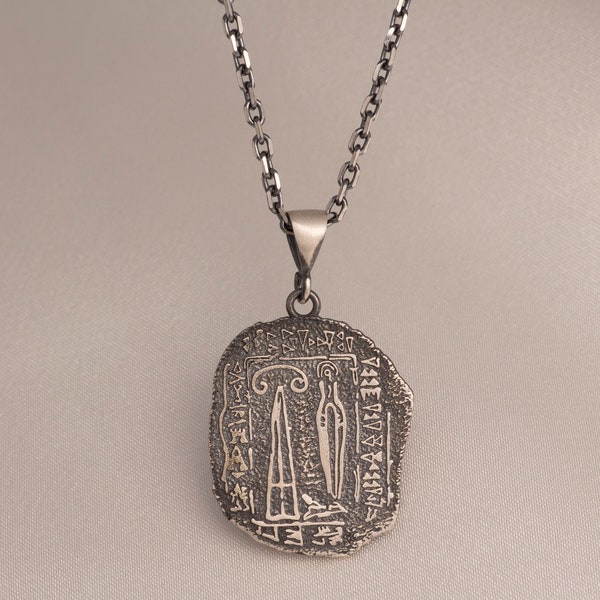 Hittite Hieroglyph Kadesh Stamp Silver Pendant/Necklace 925 Silver