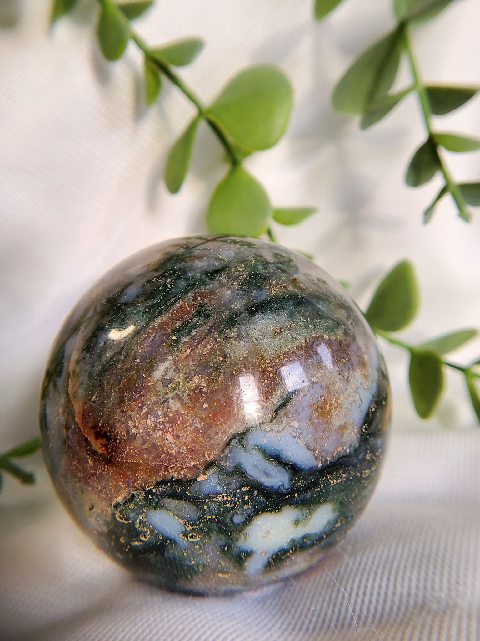 Moss Agate with Druzy Sphere Moss Agate Crystal Spheres | Etsy