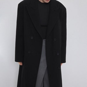 Black Wool Coat , Lined Warm Winter Coat, Oversized  Cashmere Wool Coat, Fall Belted Coat, Boyfriend Women Coat, Fall Coat, Wrap Overcoat