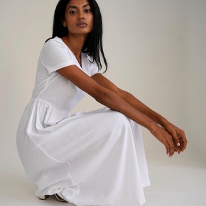 Maxi Linen Dress linen clothing, Maxi White Linen Dress, Long White Linen Dress, Plus Size Linen Clothing, Casual Elegant Dress, Loose Dress