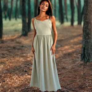 Maxi Linen Dress, Summer Maxi Dress, Linen Dress for Women, Khaki Maxi  Dress, Natural Linen Dress, Plus Size Linen Clothing, Casual Dress