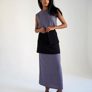 Elegante linnen jurk, losse maxi-jurk, linnen maxi-jurk met rok, grijze maxi-jurk, natuurlijke linnen jurk, plus size linnen kleding