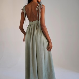 Maxi Linen Dress, Summer Maxi Dress, Linen Dress for Women, Khaki Maxi  Dress, Natural Linen Dress, Plus Size Linen Clothing, Casual Dress