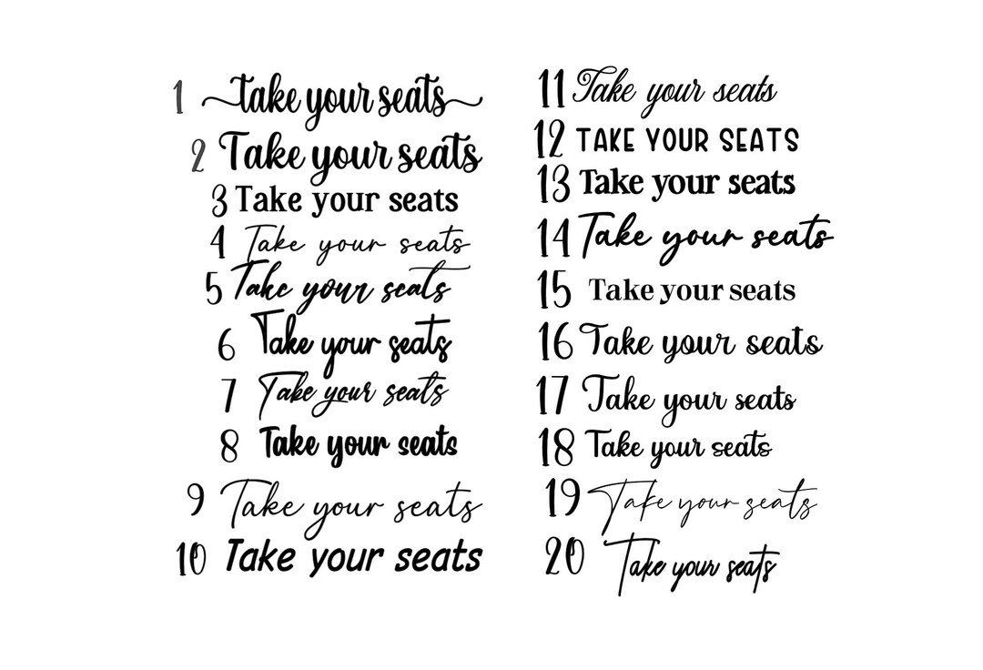 Take Your Seats Vinyl Decal Sticker Wedding on a Budget Make Your Own Wedding Sign for Your