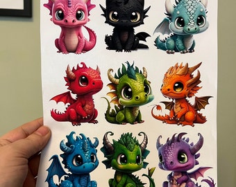 dragon sticker sheet, dragon iron on sheets, party ideas for kids, journal stickers