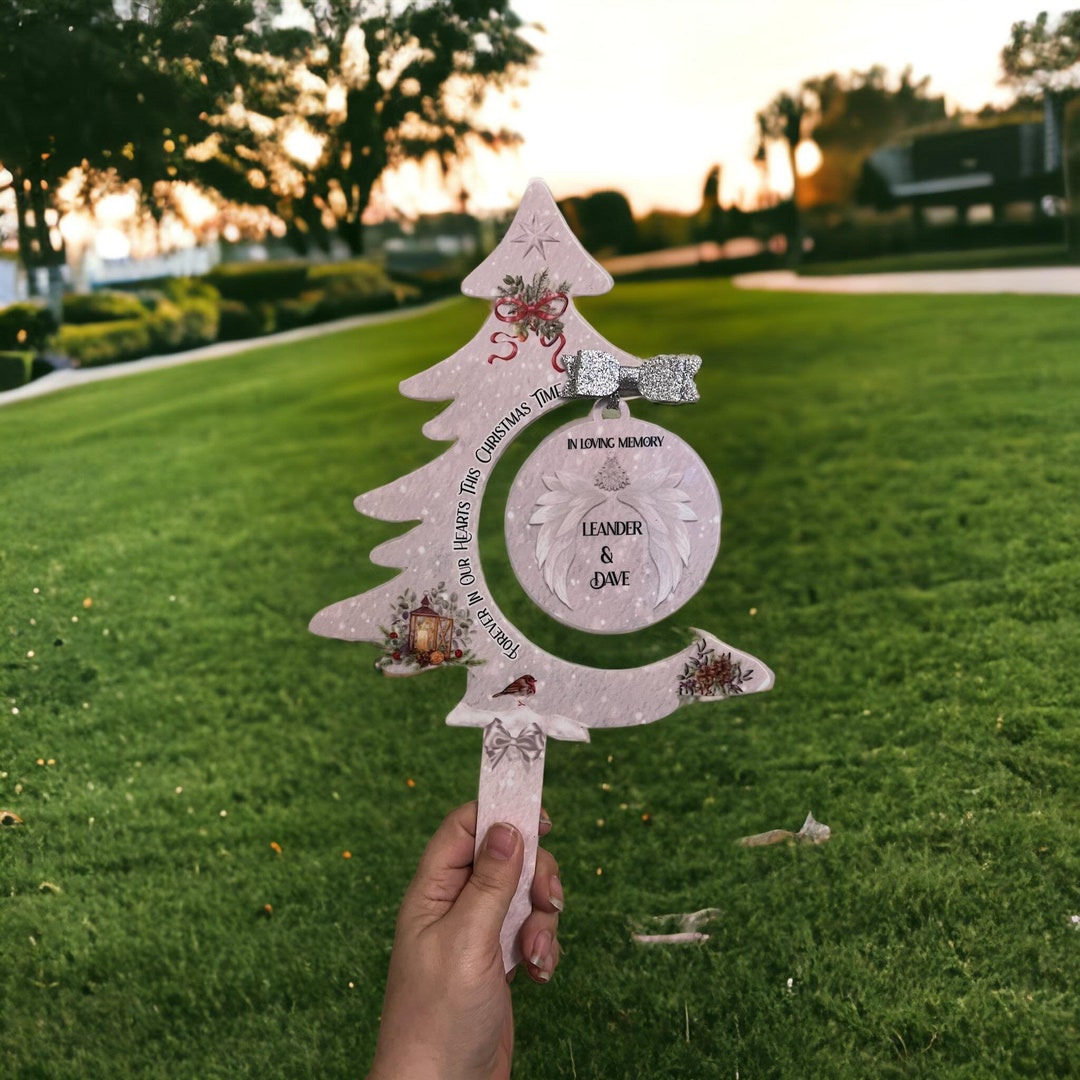 Personalised Christmas Tree Grave Marker With Bauble Remembrance/loved