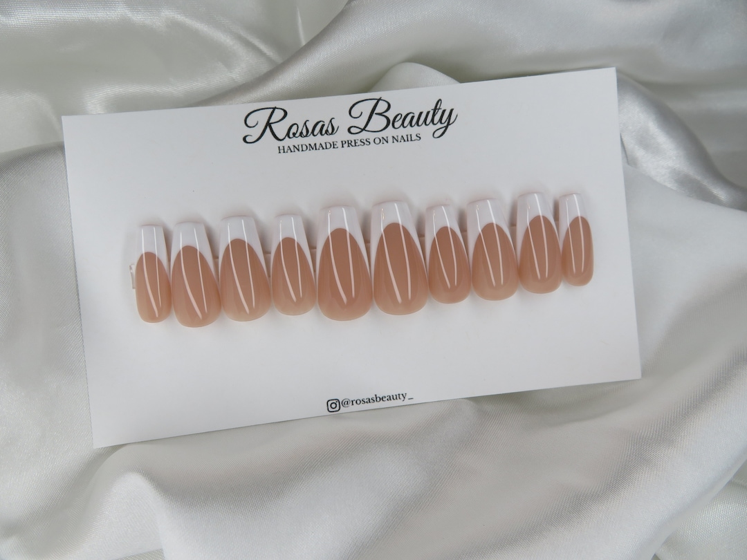 White French Tip Press on Nails - Etsy