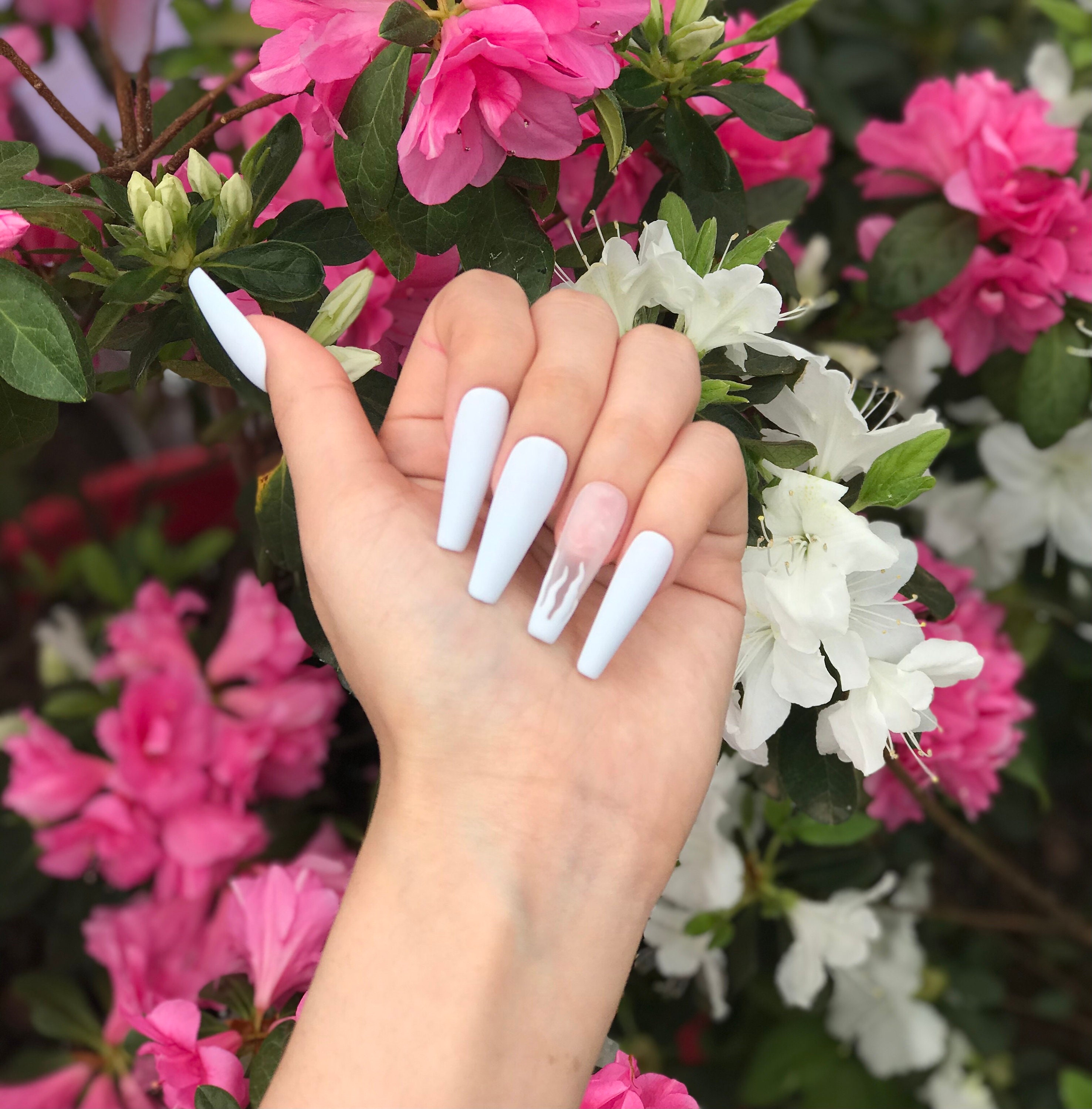 Pale Blue Nails Ring Finger Baby Blue Press On Nail Reusable Etsy Finland