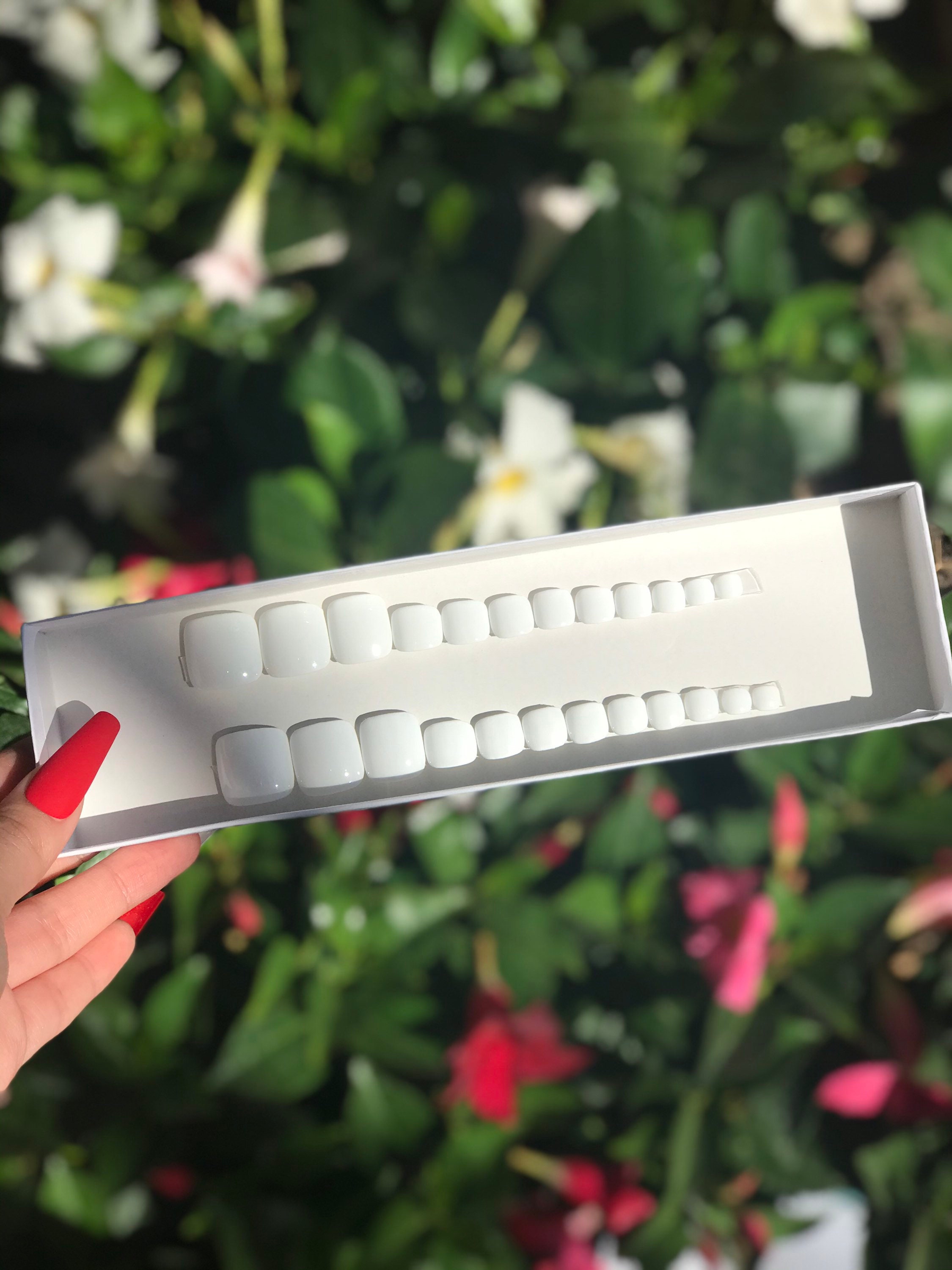 Toe nail press ons white matte/glossy press on toe nails 24pcs | Etsy