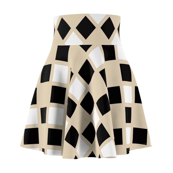 Beige Check Skater Skirt - Etsy