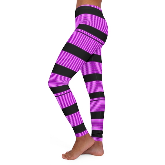 Purple Neon Stripe Spandex Leggings (AOP)