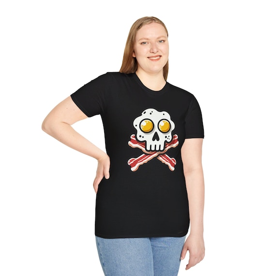 Breakfast Skull Shirt Egg And Bacon Skull Crossbones Tshirt Breakfast Skull Shirt Egg And Bacon Skull Crossbones Tshirt