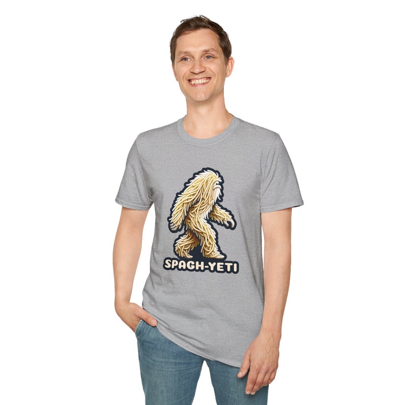 Spaghetti Pasta Ramen Noodle Sasquatch Yeti T-Shirt image 3