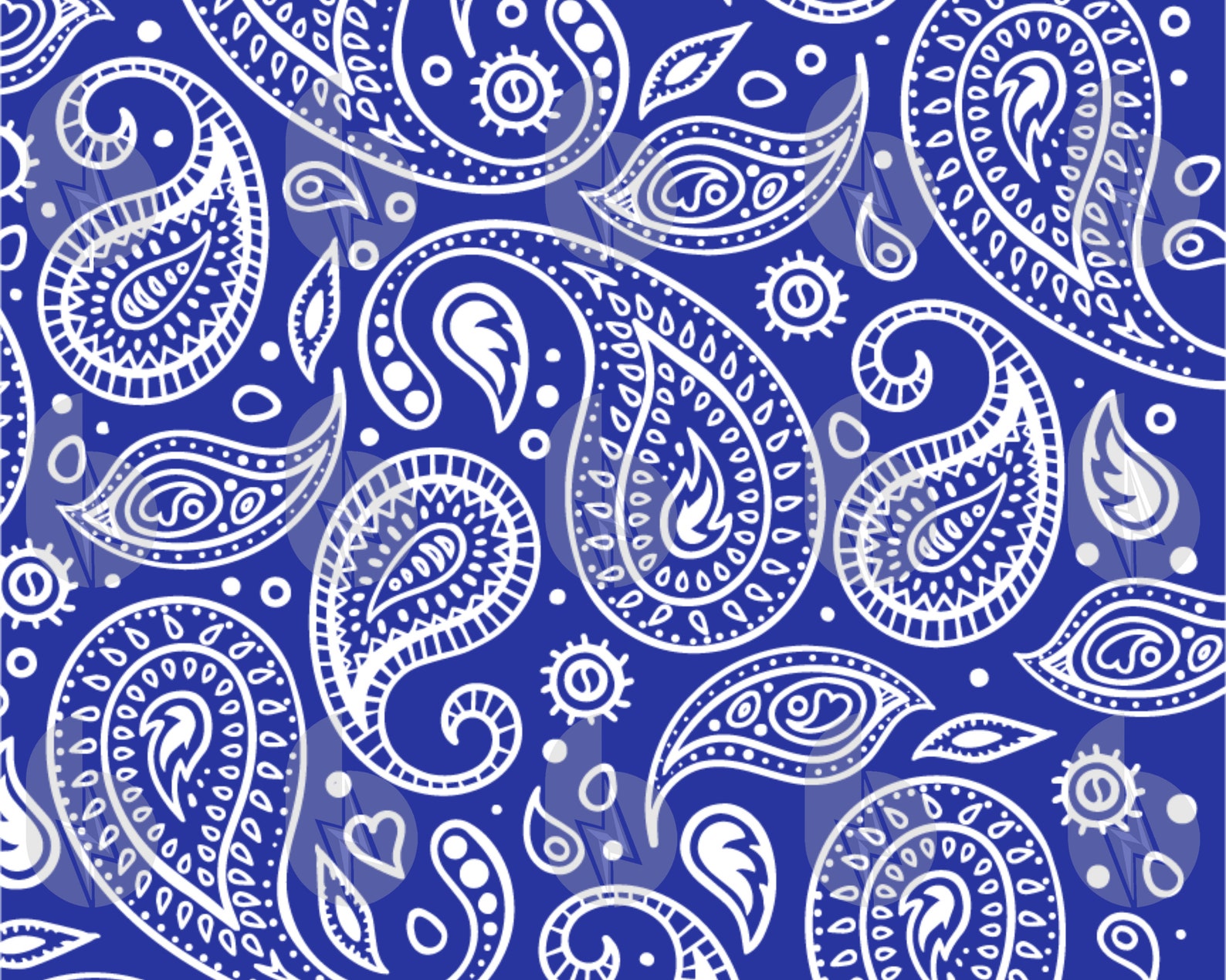 Blue and White Paisley Bandana - wide 6