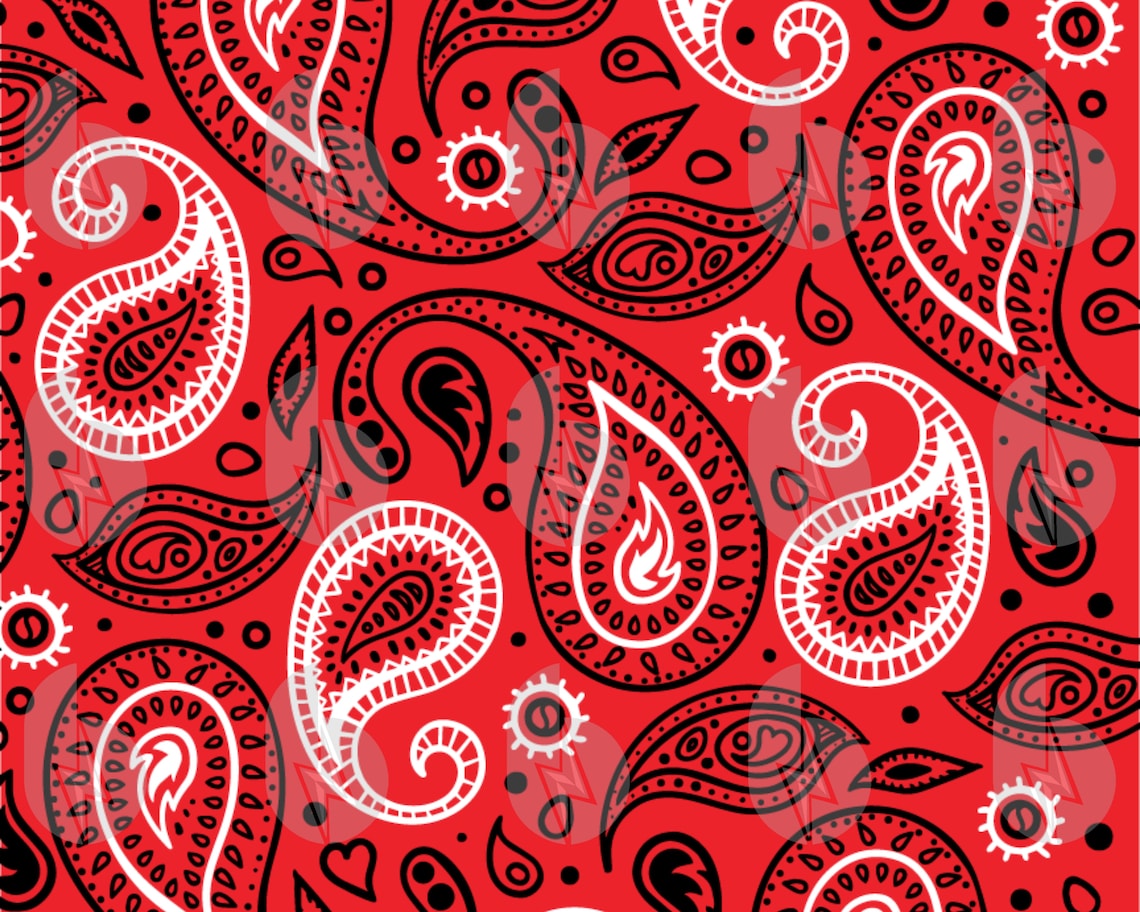 Red Paisley Bandana Pattern Svg files for Cricut Silhouette | Etsy