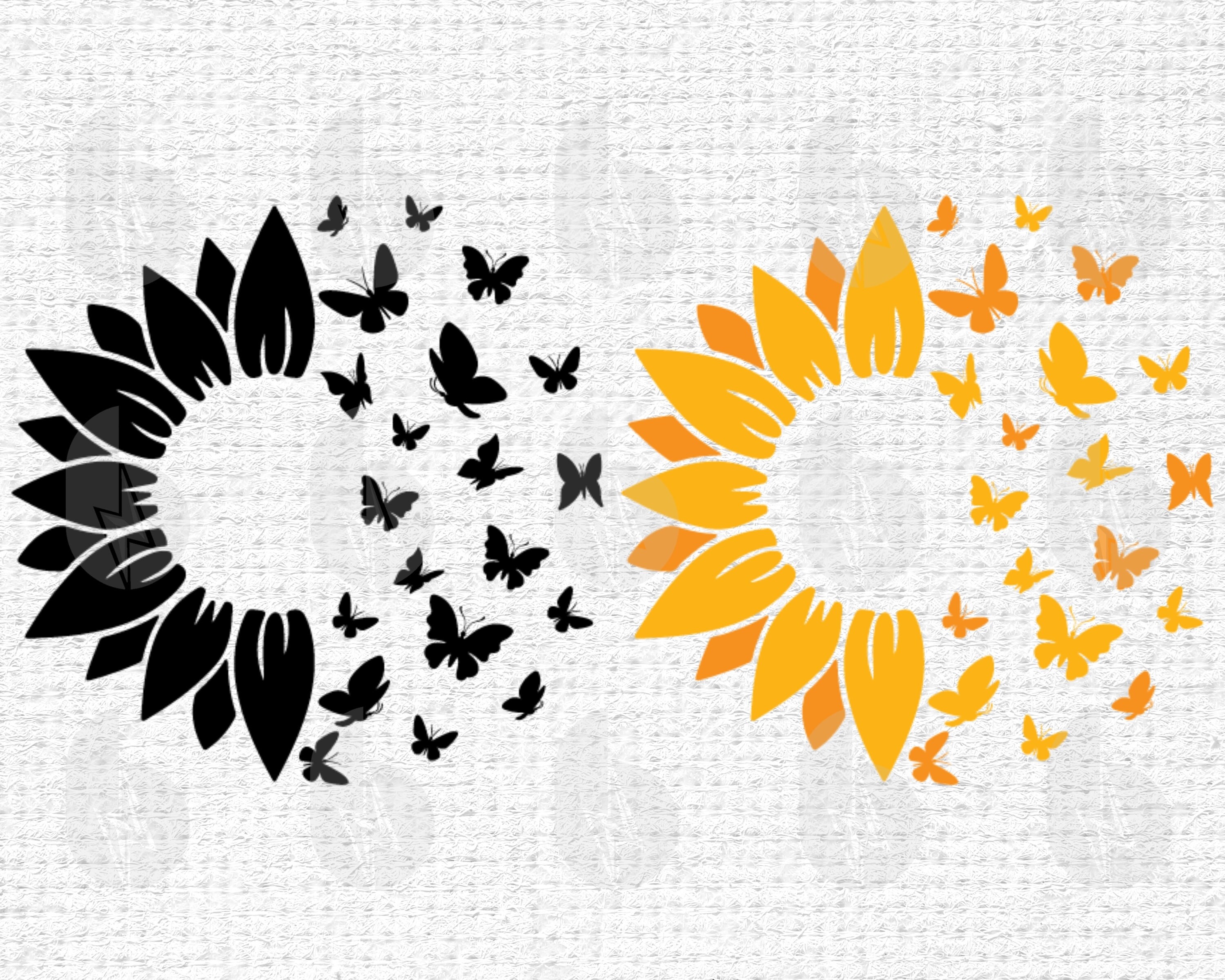 Sunflower With Butterfly SVG