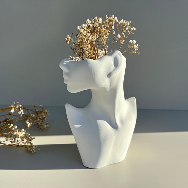 face vase • woman vase • container for dried flowers • minimalist decoration • pen holder • flower vase • girl • Minimal Nordic