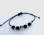 Sugar Skull Beaded Adjustable Bracelet Gothic Jewellery Skull Jewellery Skull Accessory Gothic Accessories Gifts Skull Bracelet