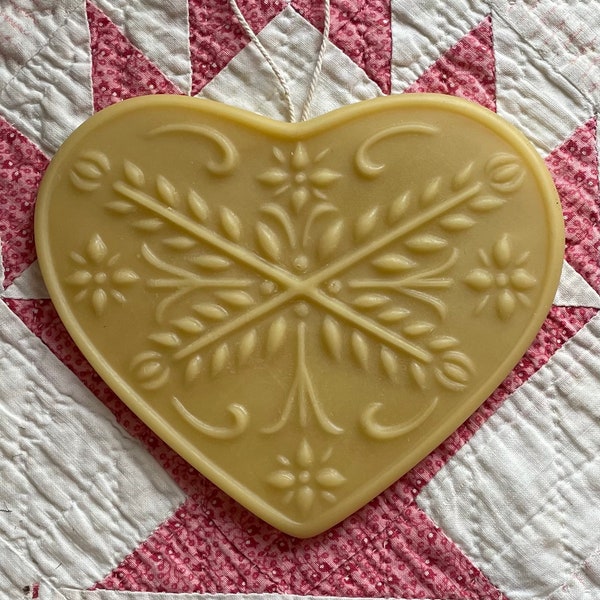 Pure Beeswax Heart, Love Token, Ornament, Pennsylvania Dutch, handmade in Pennsylvania