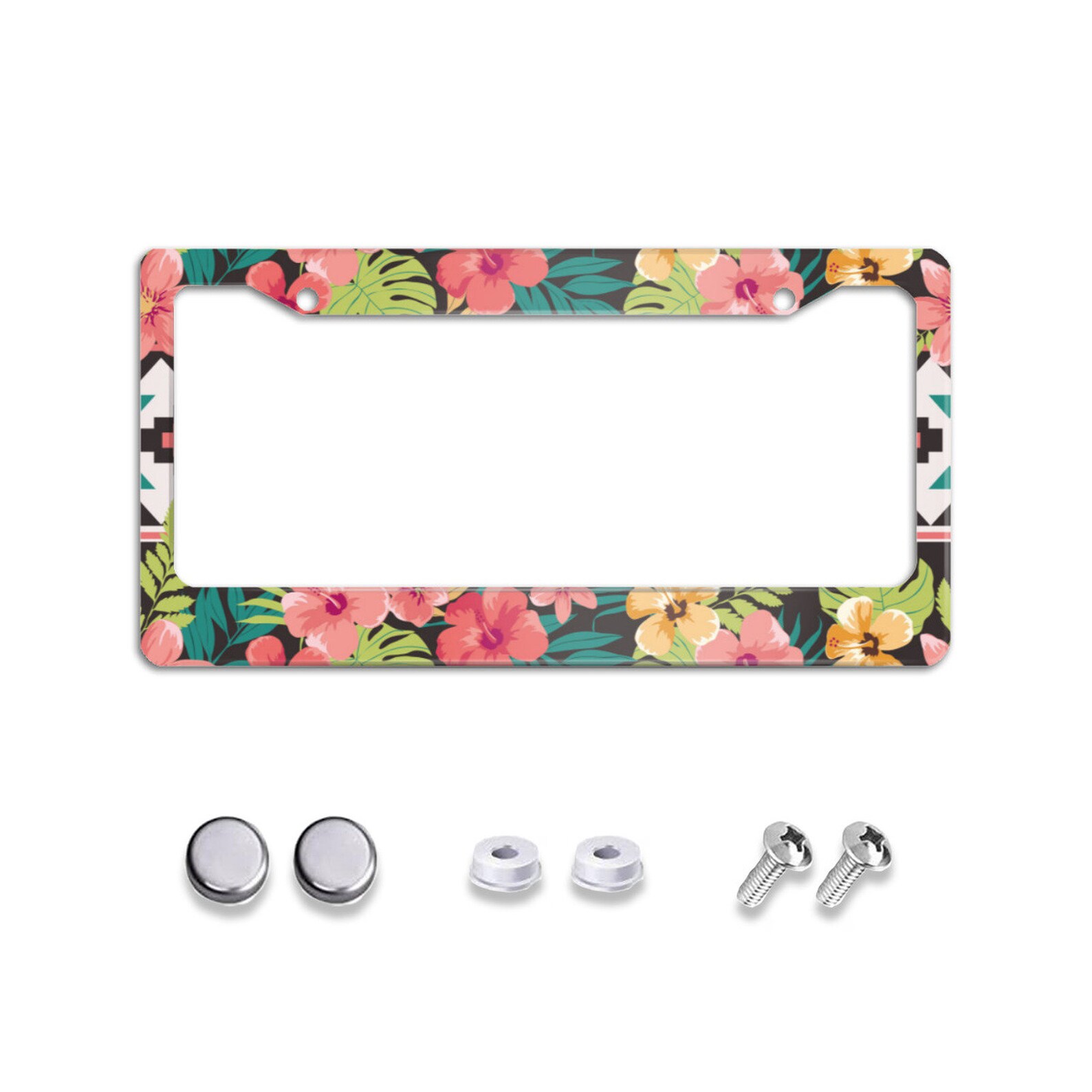 Aluminum License Plate Frame Floral Pattern Aluminum Car Etsy