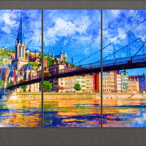 Lyon Leinwand Druck, Lyon Skyline, Lyon Wandkunst, Frankreich