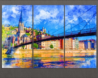 Lyon Canvas Print, Lyon Skyline, Lyon Wall Art, France