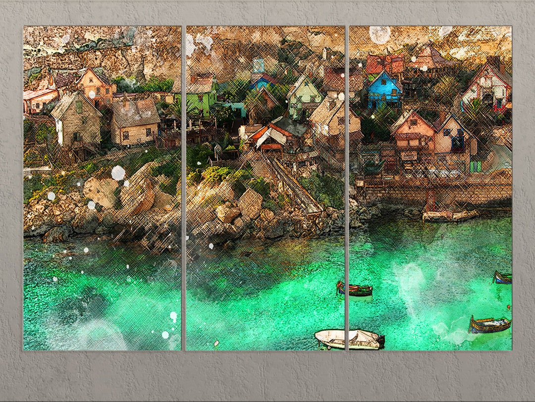 Malta Canvas Print, Popeye Village, Malta Wall Art, Malta Print Etsy
