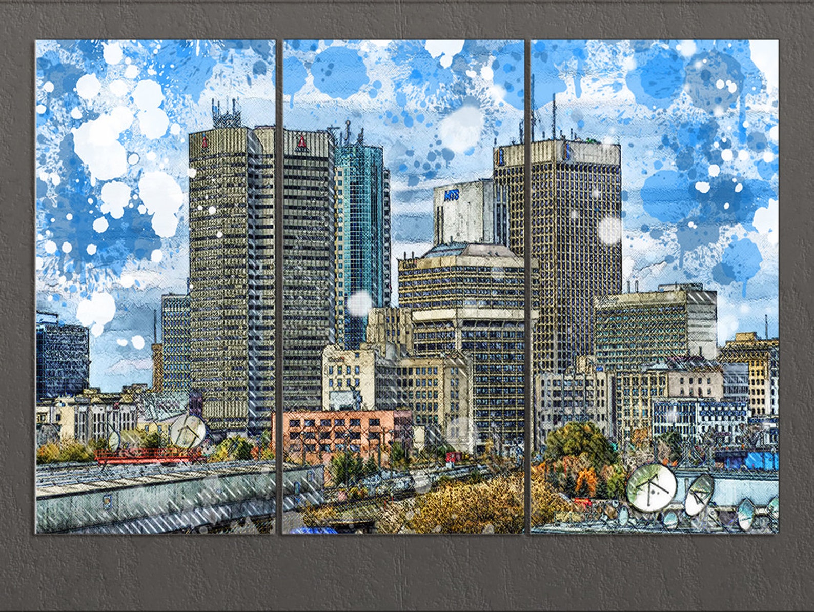 Winnipeg Canvas Print, Winnipeg Skyline, Winnipeg Wall Art, Manitoba