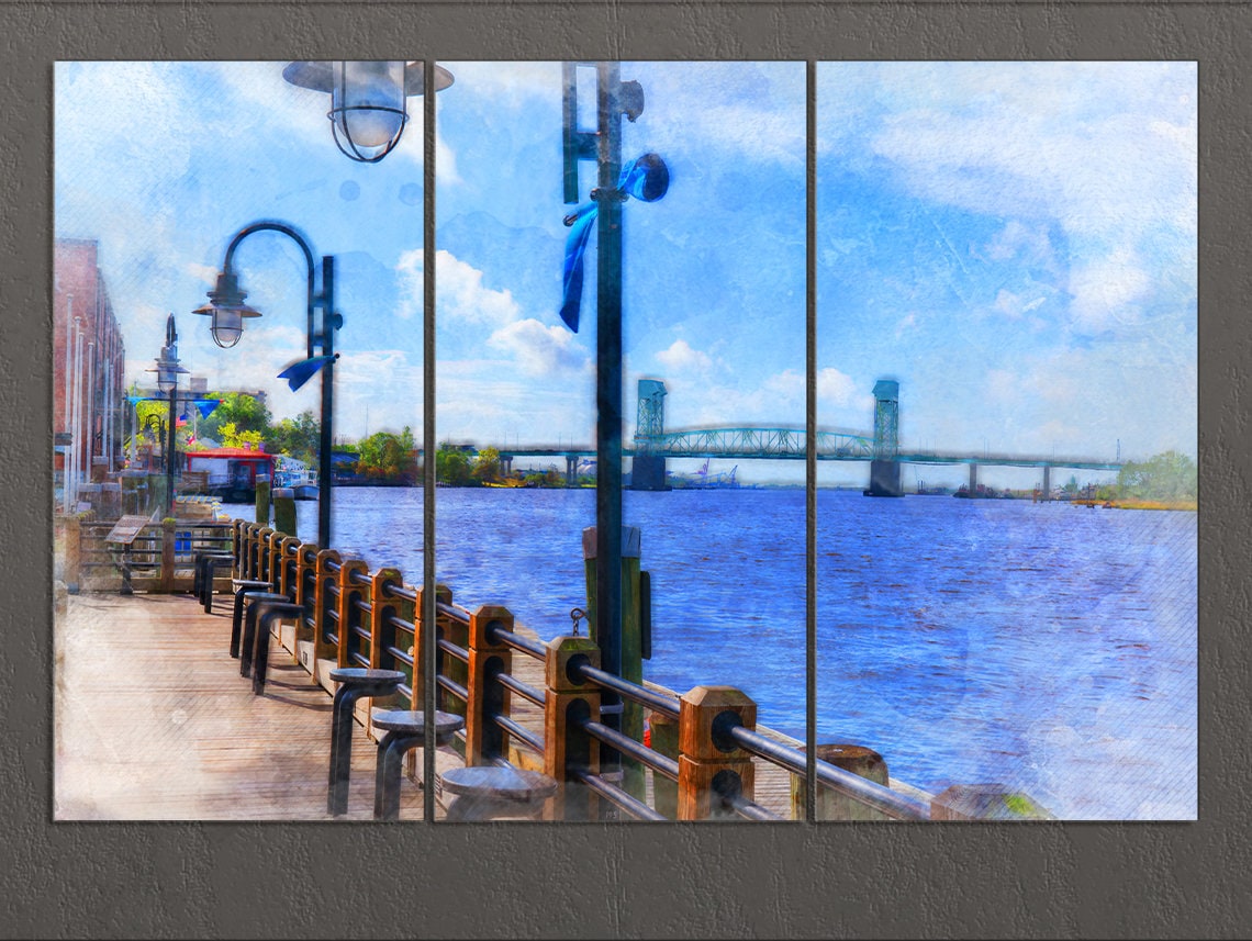 Wilmington Canvas Print, Wilmington Painting, Wilmington Skyline, Wilmington Wall Art, North Carolina