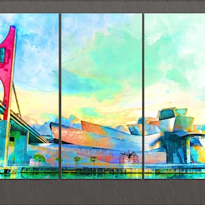 Bilbao Canvas Print, Guggenheim Museum, Bilbao Skyline, Bilbao Wall Art, Spain