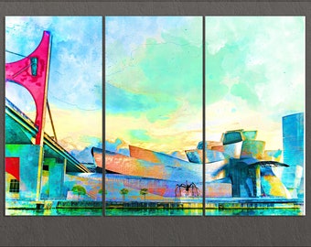 Bilbao Canvas Print, Guggenheim Museum, Bilbao Skyline, Bilbao Wall Art, Spain