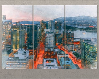 Vancouver Canvas Print, Vancouver Skyline, Vancouver Painting, Vancouver Wall Art, British Columbia, Canada