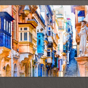 Valletta Canvas Print, Valletta Painting, Valletta Downtown, Valletta Wall Art, Malta