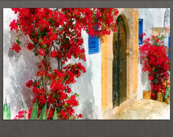 Tunis Canvas Print, Tunis Downtown, Tunisia Wall Art, Tunis Painting, Tunisia Canvas