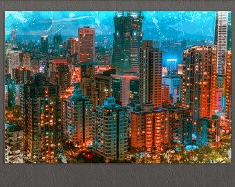 Taipei Canvas Print, Taipei Skyline, Taiwan Print, Taiwan Wall Art, Taiwan Painting, Taipei Wall Art