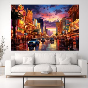 Impresión de lienzo de Las Vegas, Pintura de Las Vegas, Signo de Las Vegas, Arte de la pared de Las Vegas, Nevada