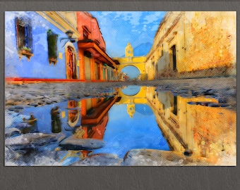 Guatemala Canvas Print, Santa Catalina Arch, Antigua Guatemala Wall Art, Guatemala