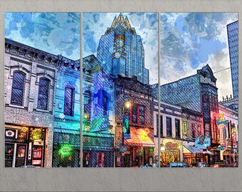 Austin Canvas Print, Austin Downtown, Austin Wall Art